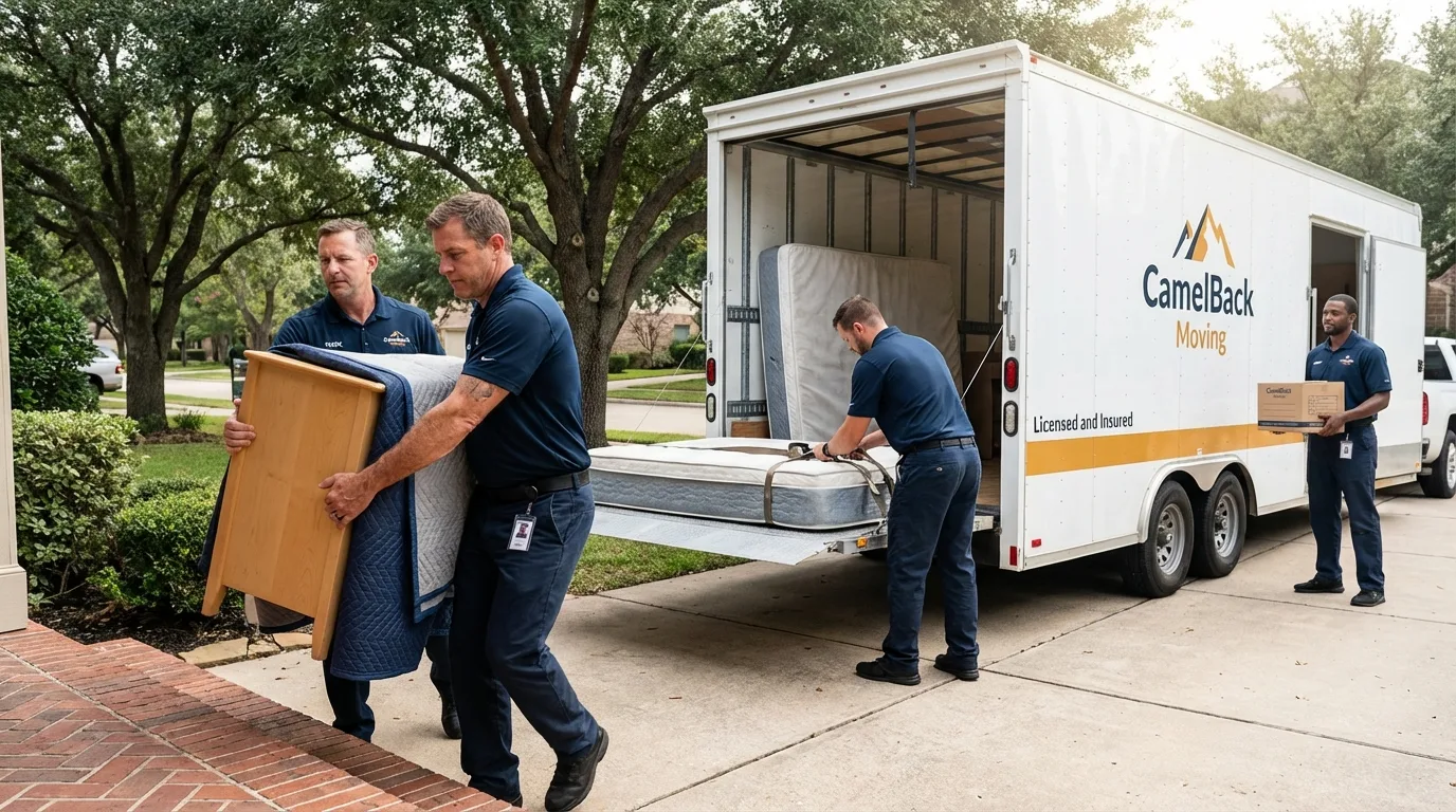 Crew loading residential truck for cross-state move from Galveston, IN